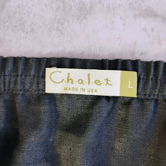 Chalet Skirt Womens Large Black 100% Linen Ruffle Midi Lagenlook Minimalist - Picture 5 of 9